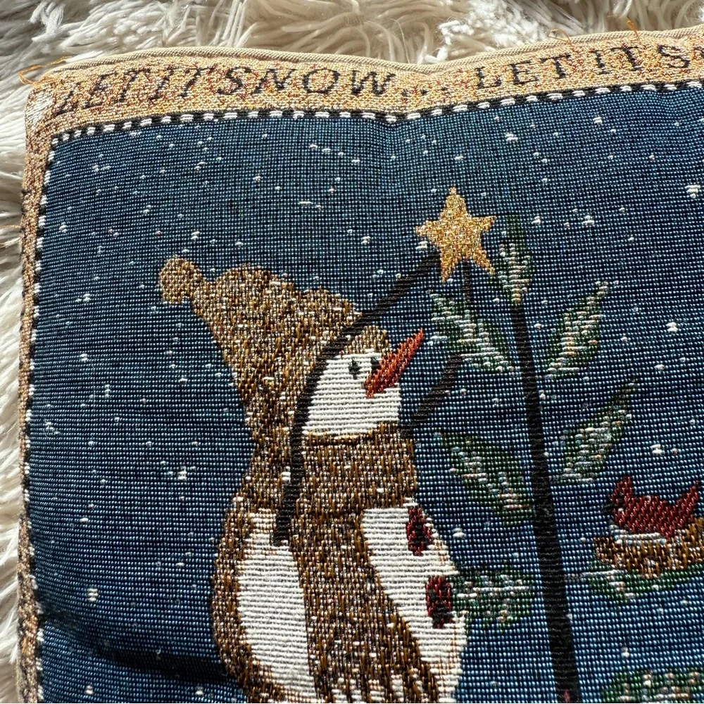 Vintage Fashion Snowman Let It Snow Christmas Pillow